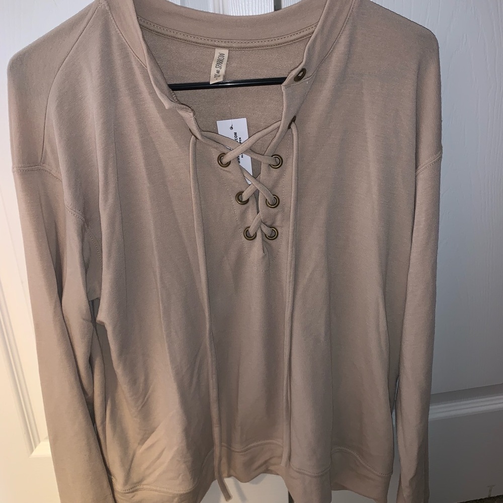 Lace Up Crew Sweater from Tillys